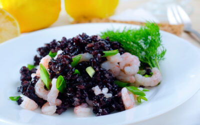 Low FODMAP Shrimp and Black Rice Summer Salad